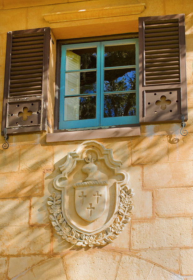 Garden Photograph - Blue Window and Medallion by Rich Franco