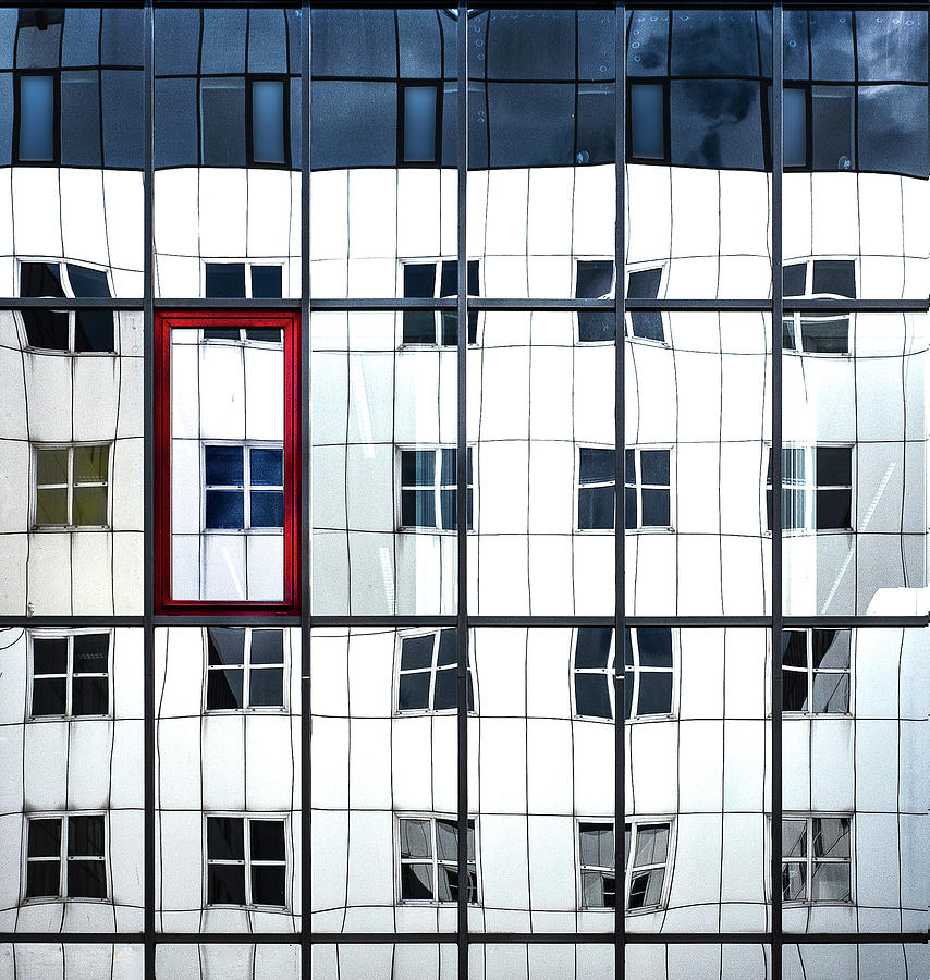 Architecture Photograph - Blue Window In A Red Frame. by Harry Verschelden