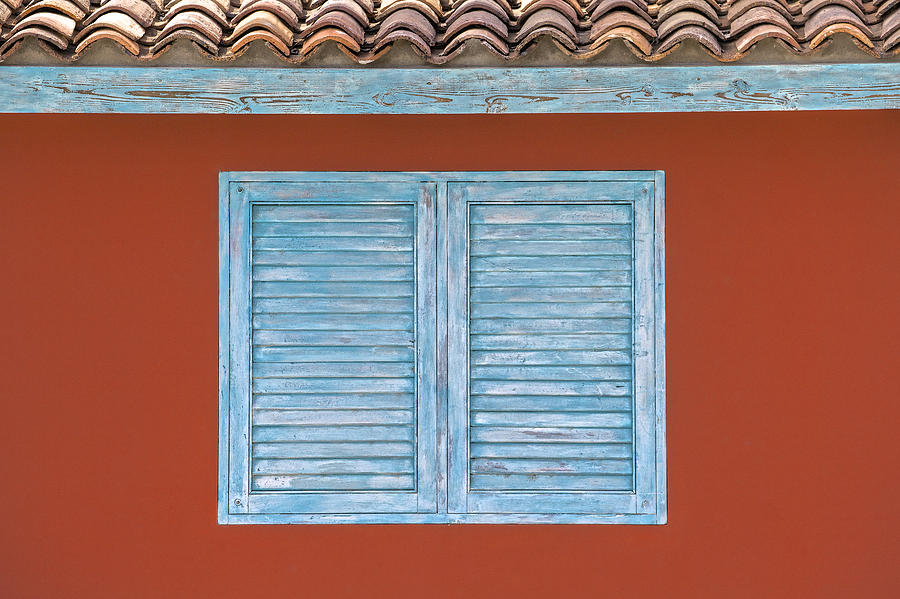 Blue Window Shutter of Aruba Photograph by David Letts