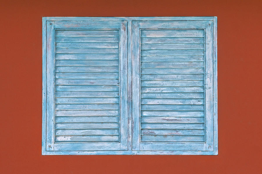 Blue Window Shutter of Aruba III Photograph by David Letts