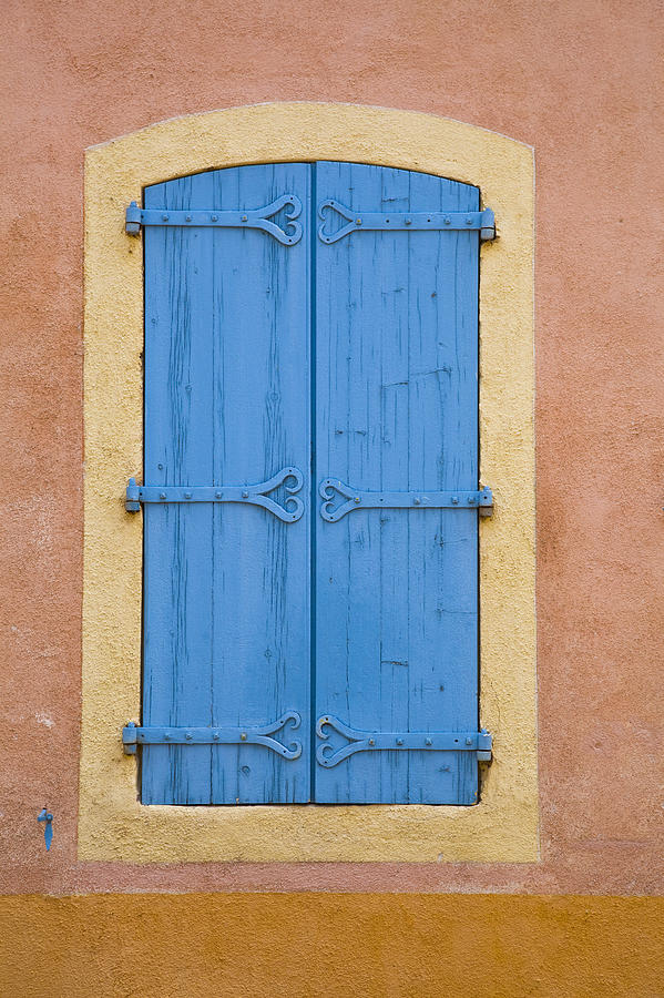 Blue window shutters Photograph by Maria Heyens