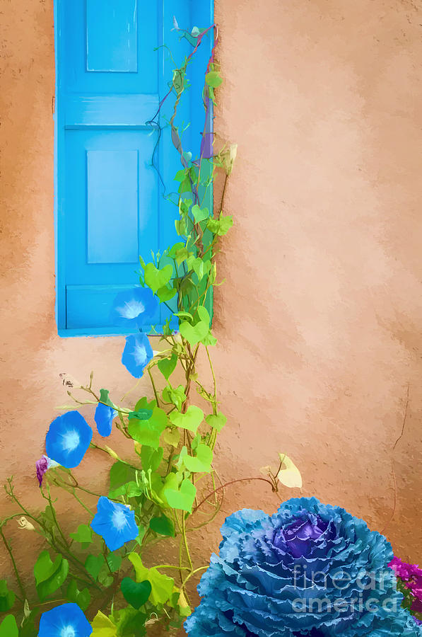 Blue Window - Watercolor Photograph by Bob and Nancy Kendrick