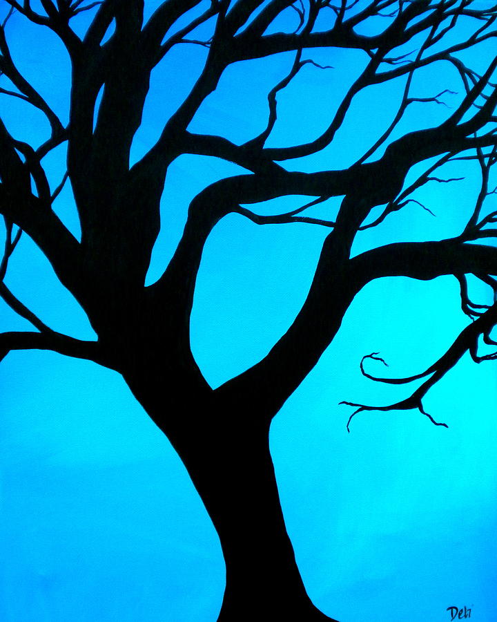 Tree Painting - Blue Winter by Debi Starr