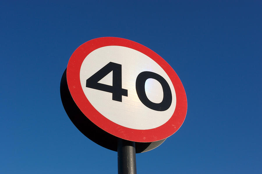 Blue winter sky and 40 sign Photograph by RFStock