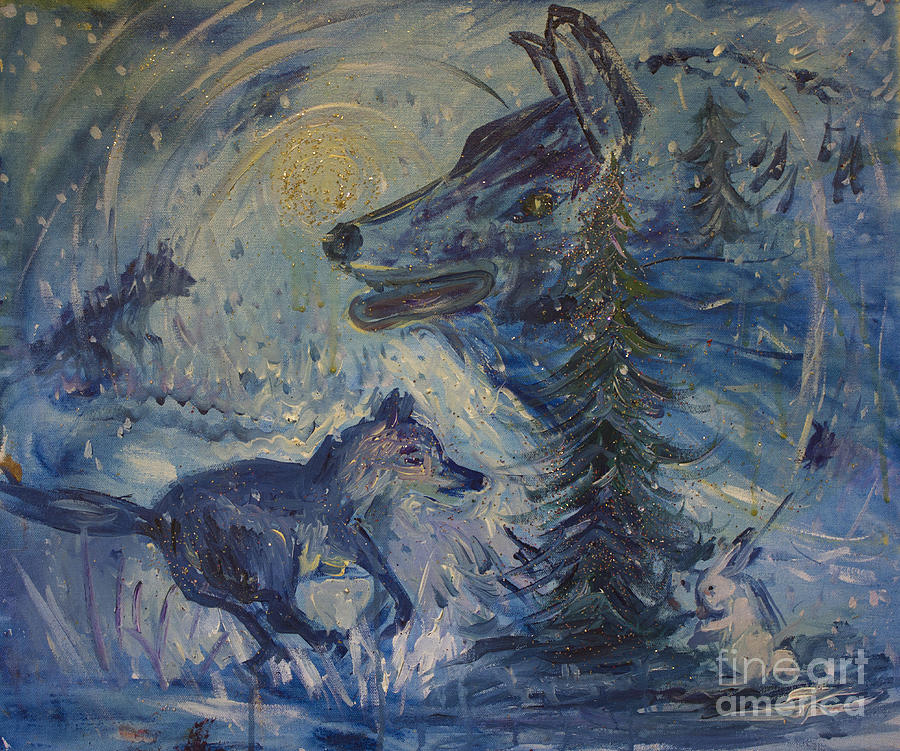 Wolf Painting - Night Wolves by Avonelle Kelsey