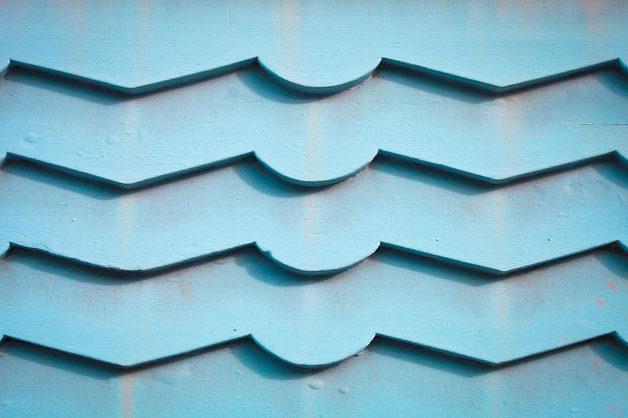 Architecture Photograph - Blue Wood Panels by Tom Gowanlock