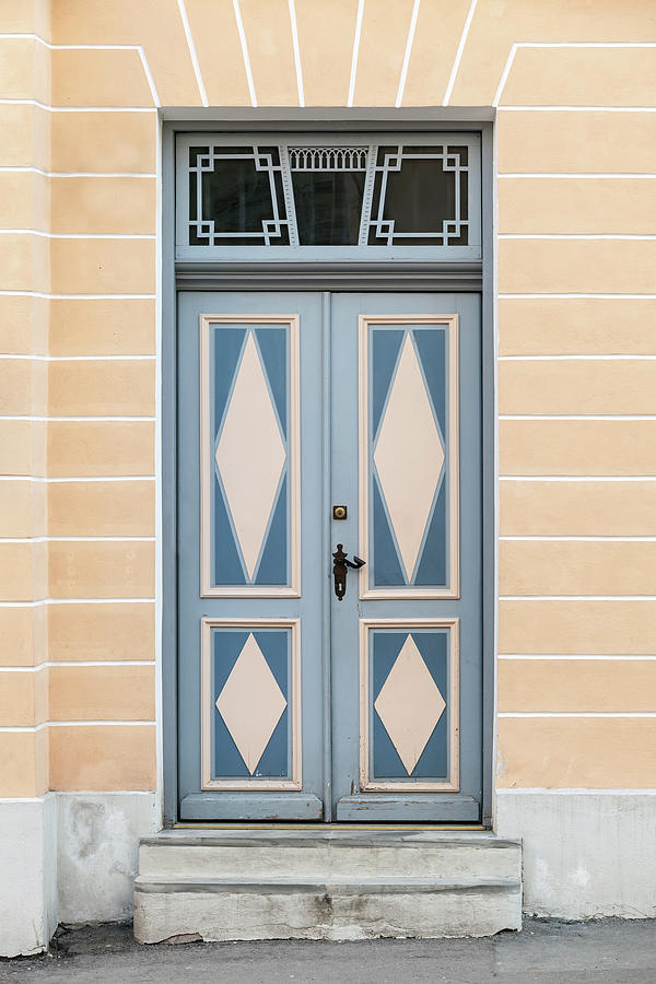 Blue Wooden Door With Decor In Old Photograph by Eugenesergeev