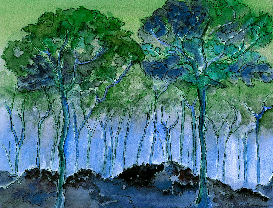 Blue Woods Painting by Brenda Owen