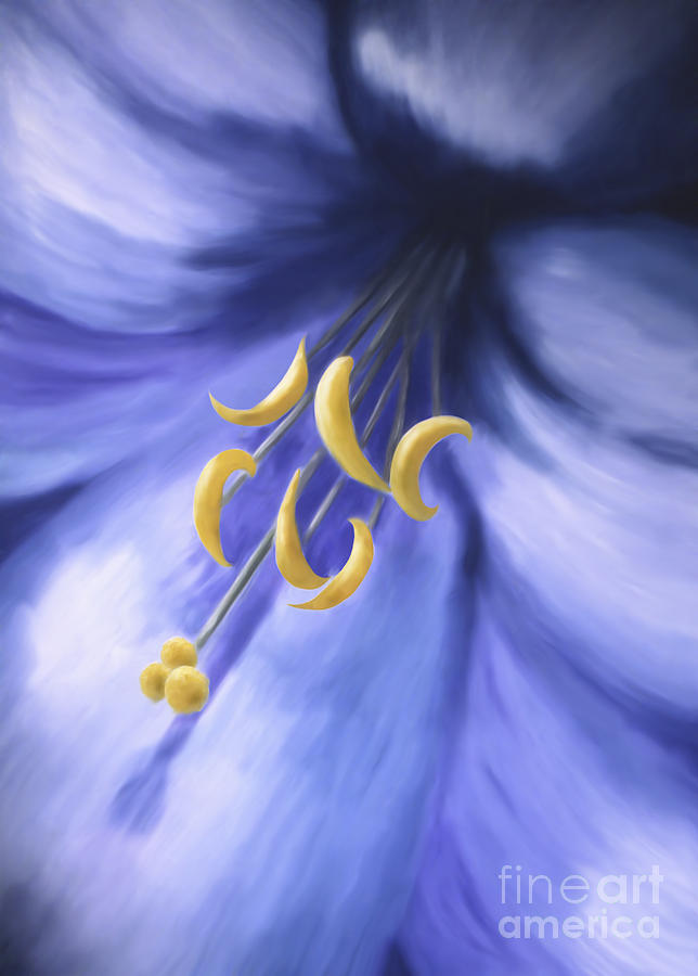 Blue yellow flower Painting by Ingela Christina Rahm