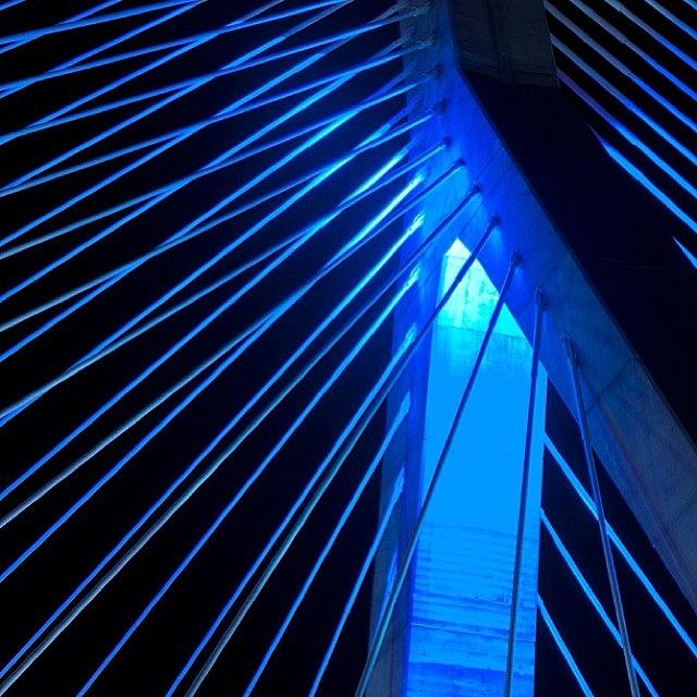 Bridge Photograph - Blue Zakim....boston Ma.  #alemy by Joann Vitali