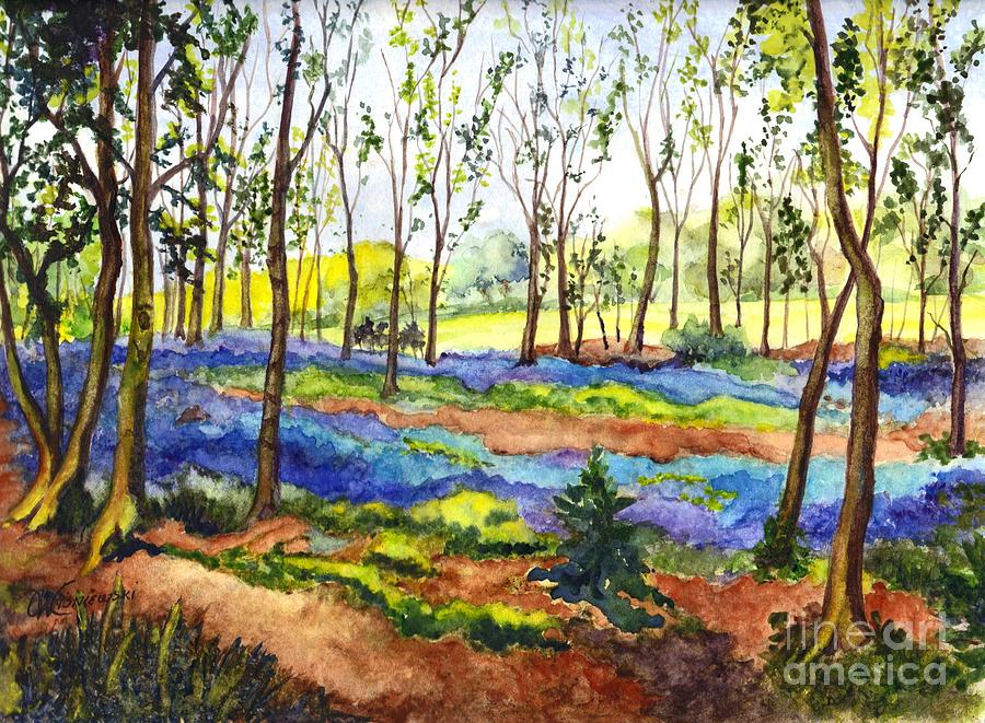 Bluebell Woods Painting by Carol Wisniewski