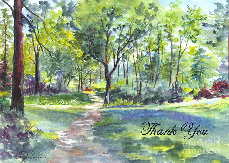 BlueBell Woods Scotland  Thank You Painting by Carol Wisniewski
