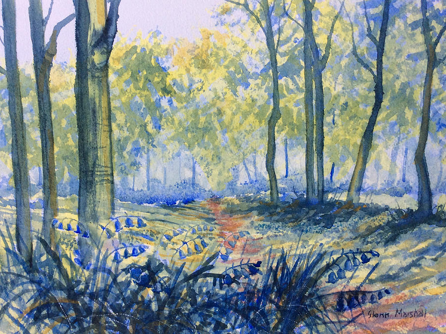 Bluebells in Sewerby Park Painting by Glenn Marshall