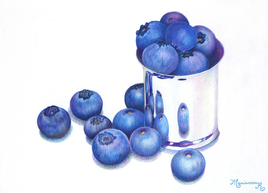 Blueberries and Silver Painting by Mariarosa Rockefeller