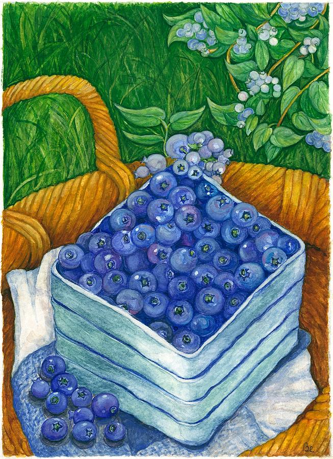 Blueberry Painting - Blueberries by Barbara Esposito