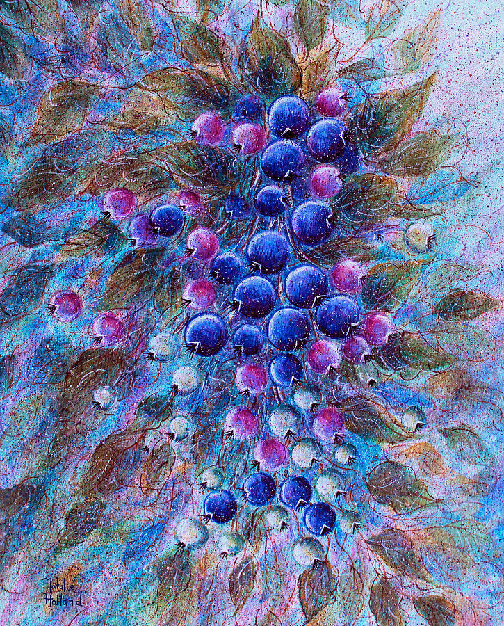 Blueberries Painting by Natalie Holland