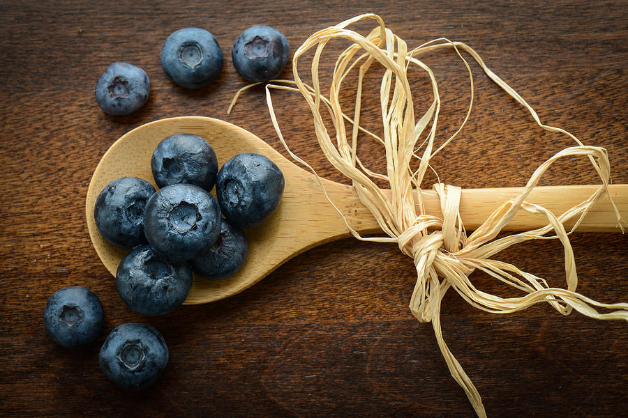 Blueberries on a Spoon Close Up Photograph by Brandon Bourdages