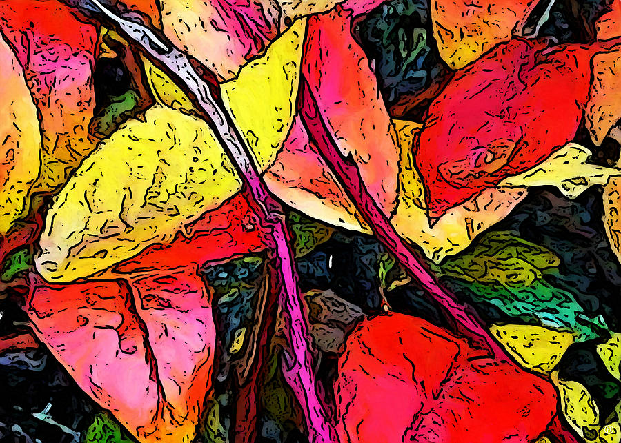 Blueberry Autumn Leaves Digital Art by Gary Olsen-Hasek