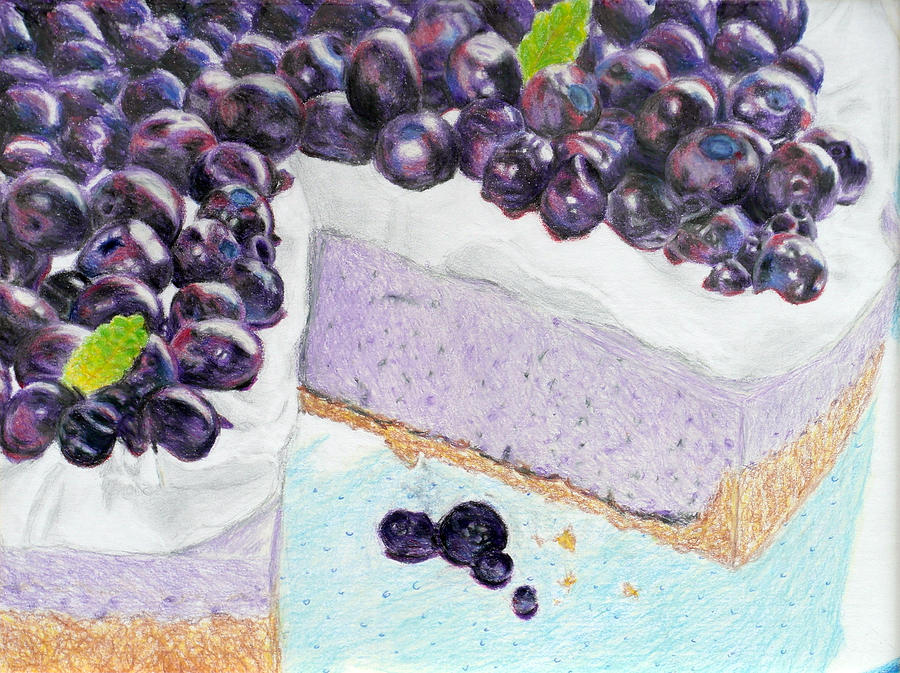 Blueberry Cheesecake Drawing by Christina Boyt