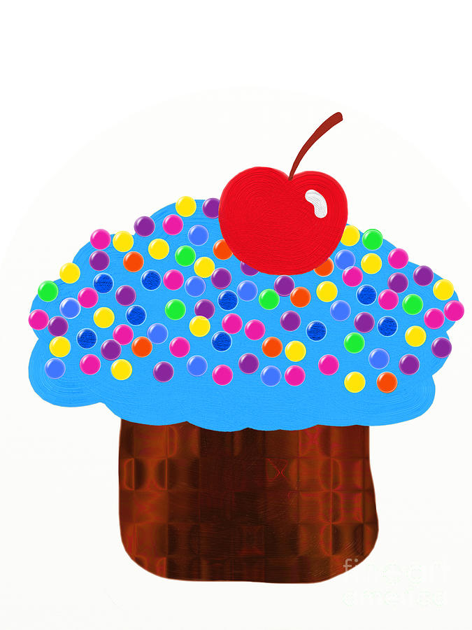 Cake Digital Art - Blueberry Cupcake by Andee Design