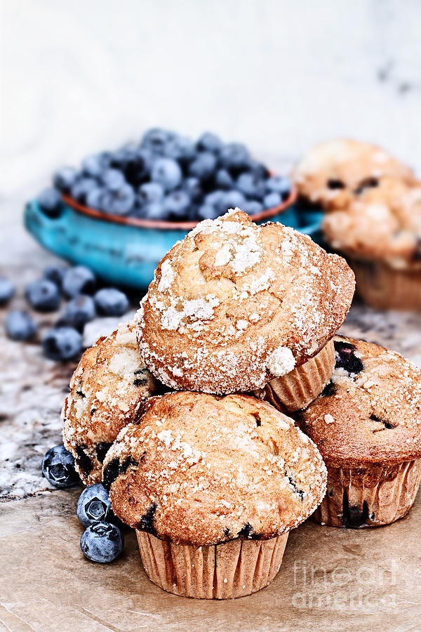 Blueberry Muffins and Fresh Berries Photograph by Stephanie Frey