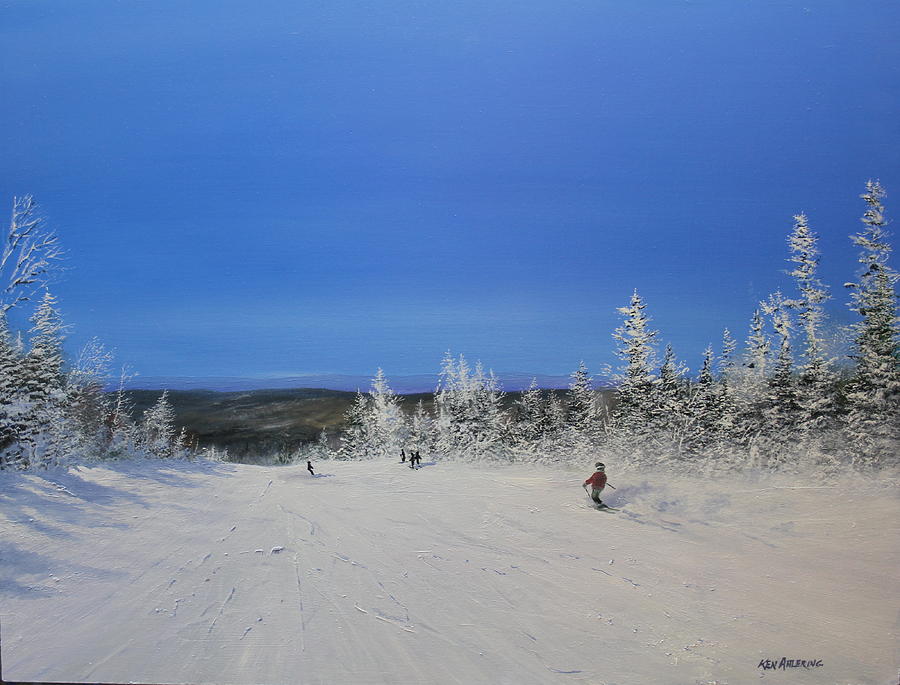 Bluebird Ski Day Painting by Ken Ahlering