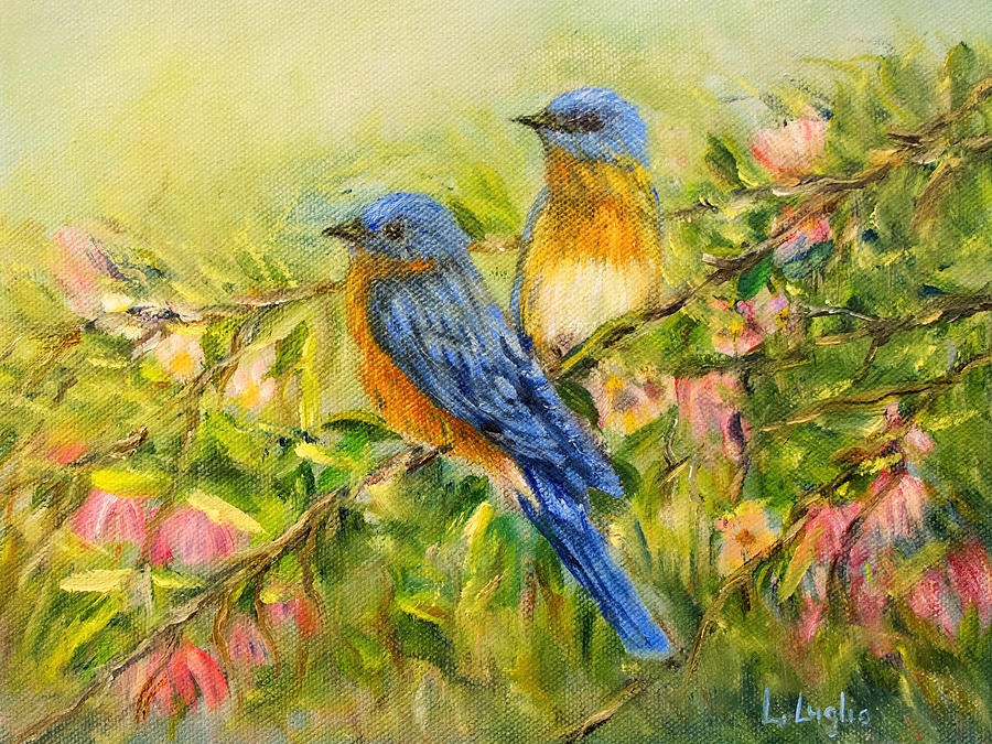 Bluebirds Painting by Loretta Luglio
