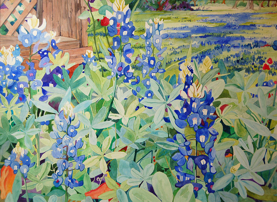 Bluebonnet Beauties Painting by Terry Holliday