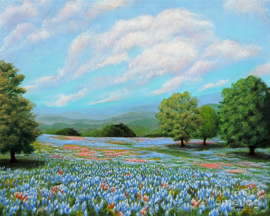 Bluebonnet Fields in Texas Painting by Jimmie Bartlett