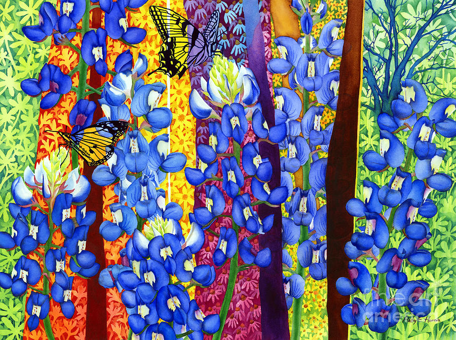 Bluebonnet Painting - Bluebonnet Garden by Hailey E Herrera