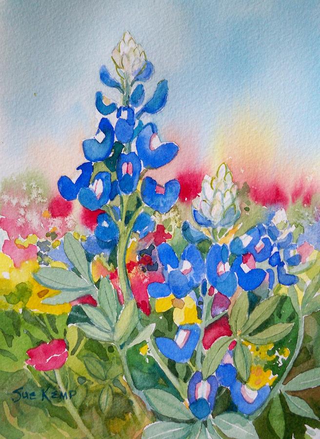 Flower Painting - Bluebonnets by Sue Kemp