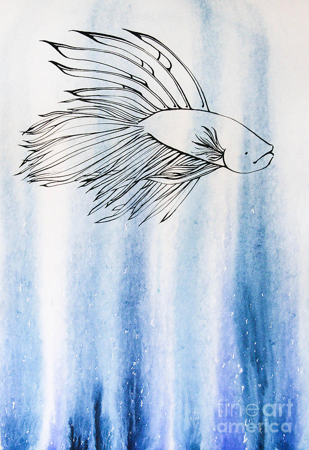 Fish Painting - Bluefish by Aisha Klippenstein