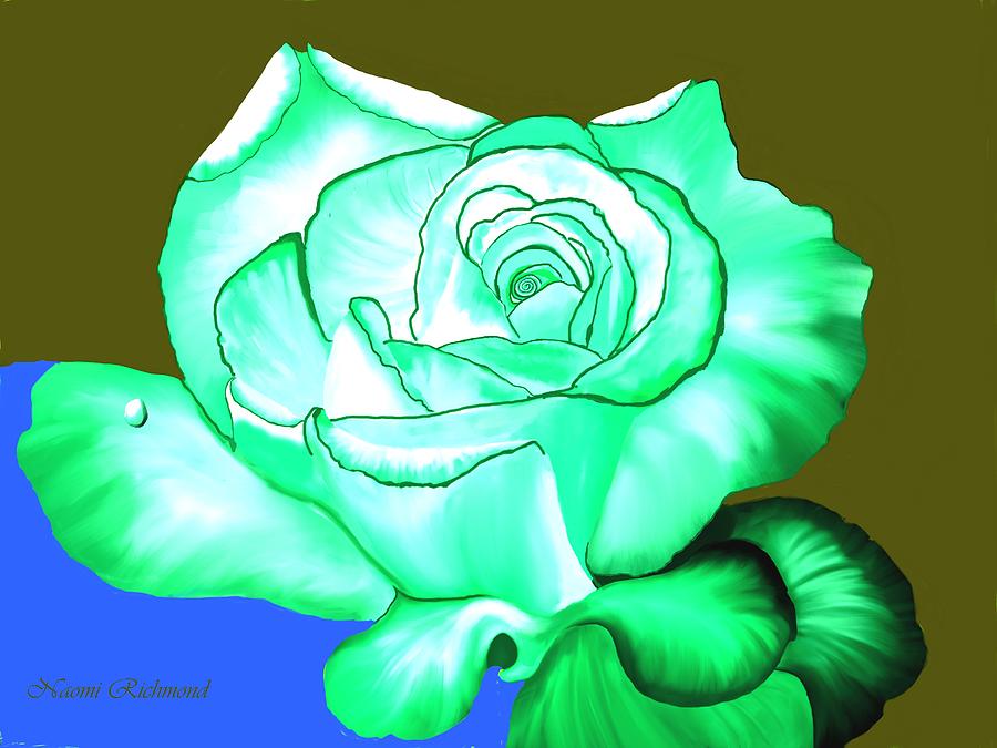 Nature Digital Art - Bluegreen Rose by Naomi Richmond