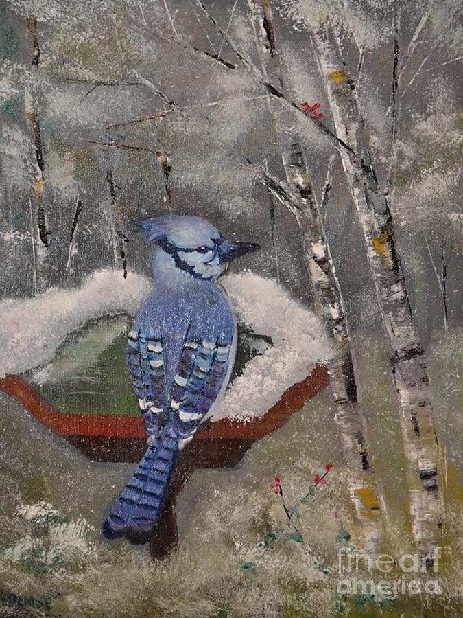 Bluejay Painting by Denise Tomasura
