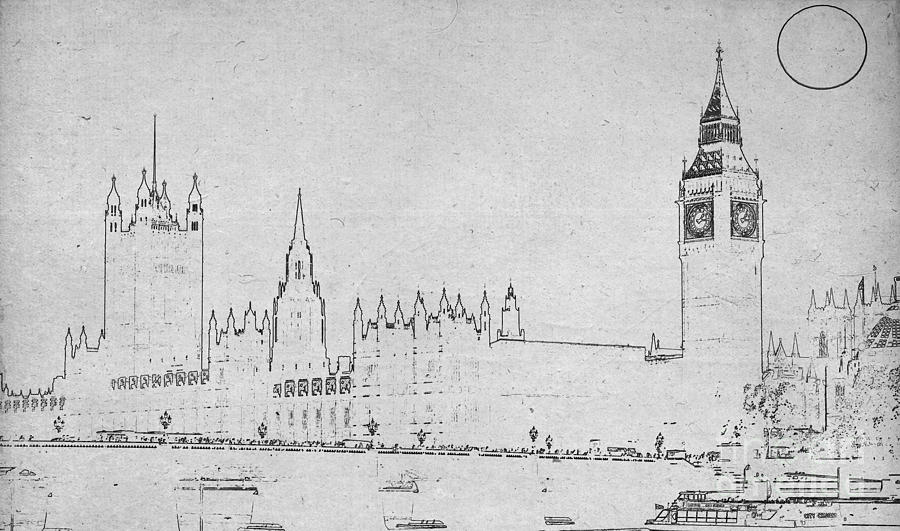 BluePrint of London BW Painting by Celestial Images