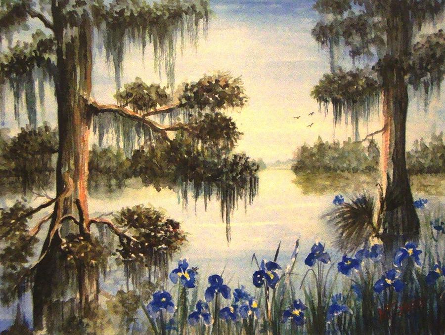 New Orleans Painting - Blues Along The Bayou by Nancy Cason