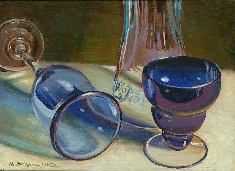 Blue Glass Painting - Blues Brothers I by Marguerite Chadwick-Juner