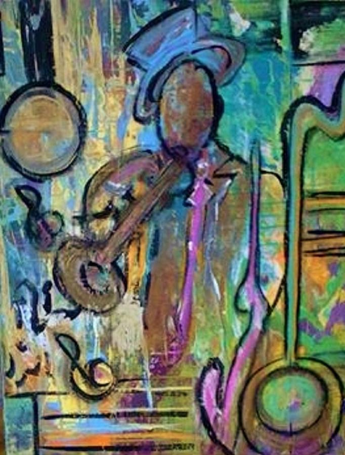 Blues Jazz Club Series Painting by Kelly M Turner