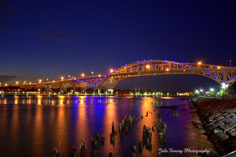 Bluewater Bridge at Night Photograph by Jale Fancey