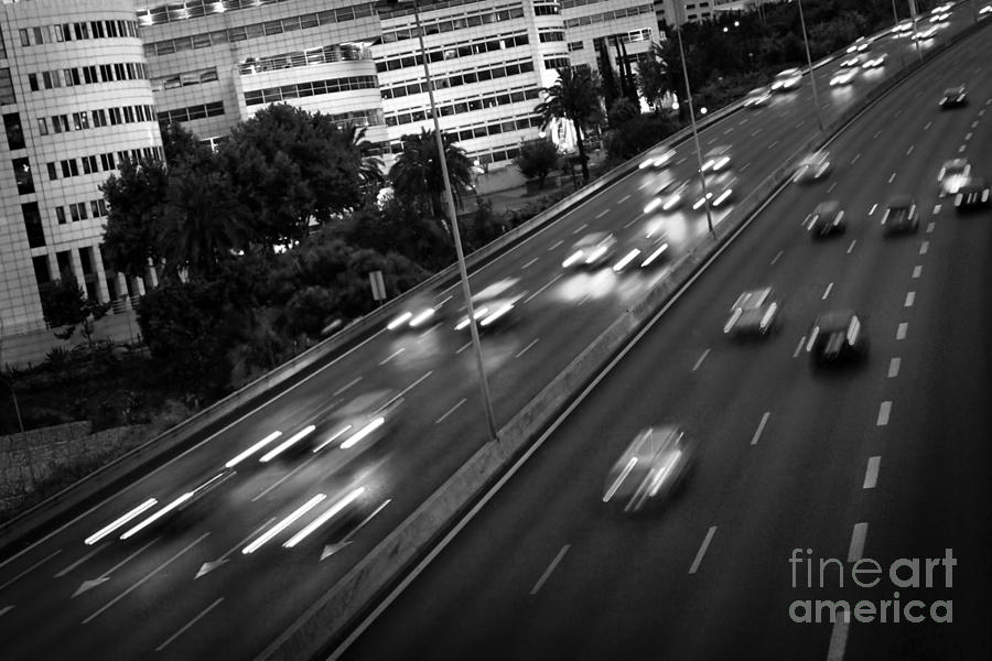 Black And White Photograph - Blurred Cars by Carlos Caetano