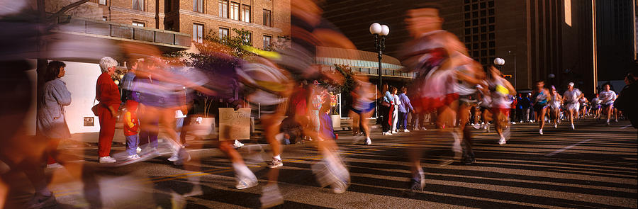 Houston Photograph - Blurred Motion Of Marathon Runners by Panoramic Images