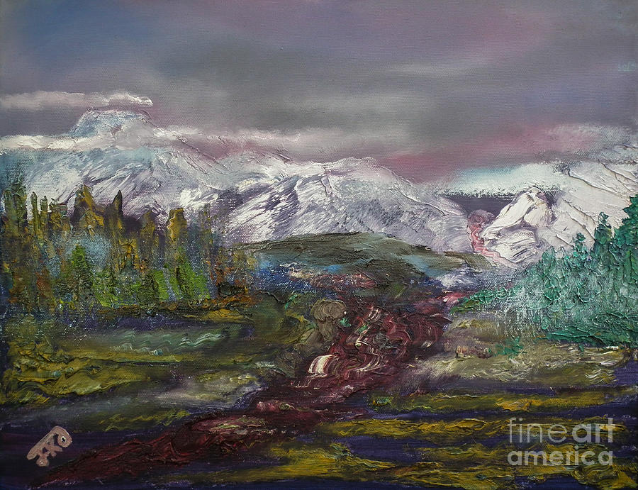 Blurred Mountain Painting by Jan Dappen