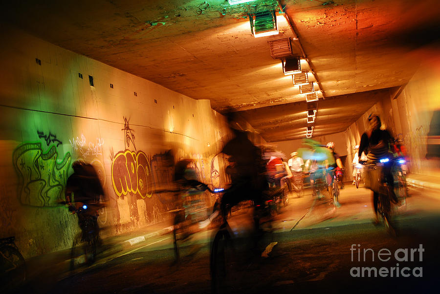 Blurred Urban Cycling at Sao Paulo Undergrounds Photograph by Carlos Alkmin