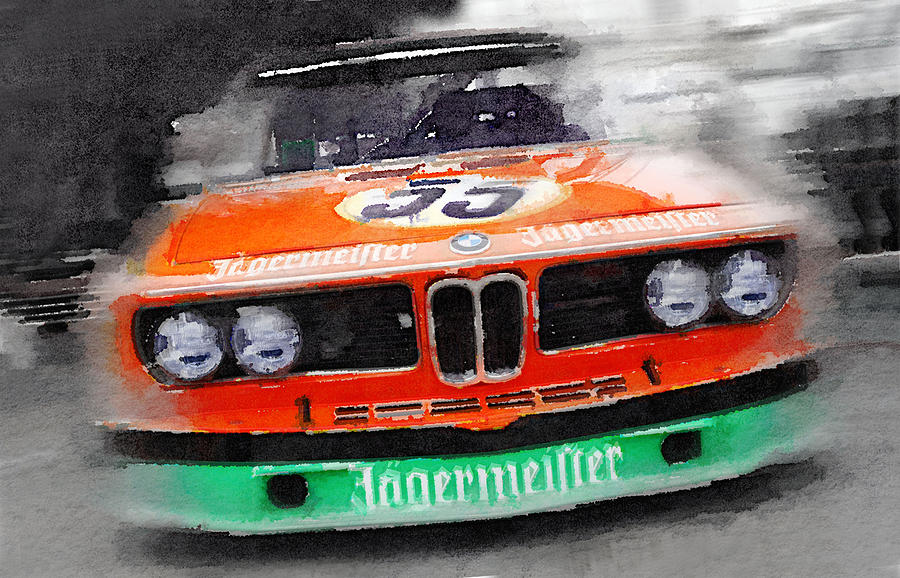 Car Painting - BMW Front End Watercolor by Naxart Studio