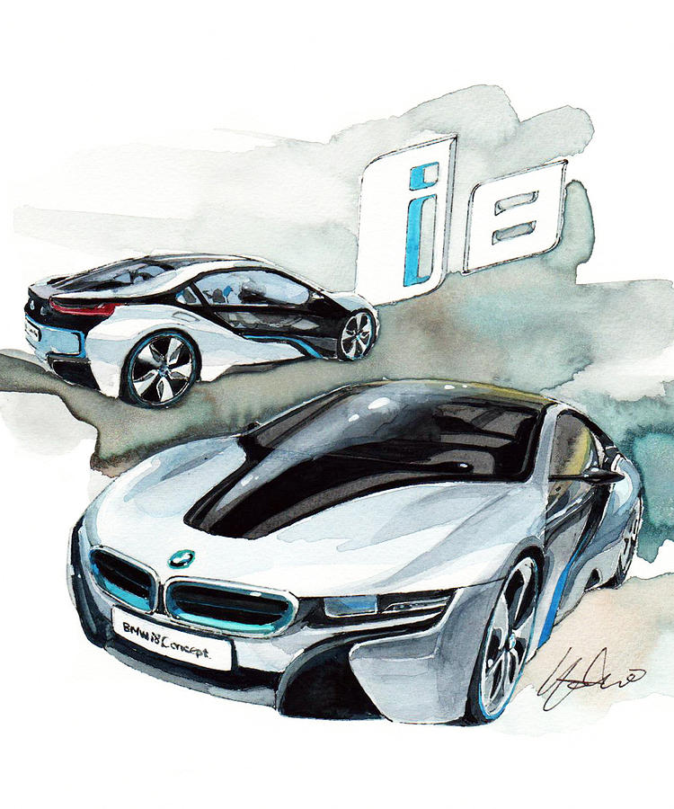 I8 Painting - BMW i8 by Yoshiharu Miyakawa