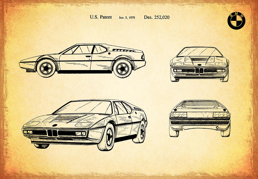 Car Photograph - BMW M1 Patent 1979 by Mark Rogan