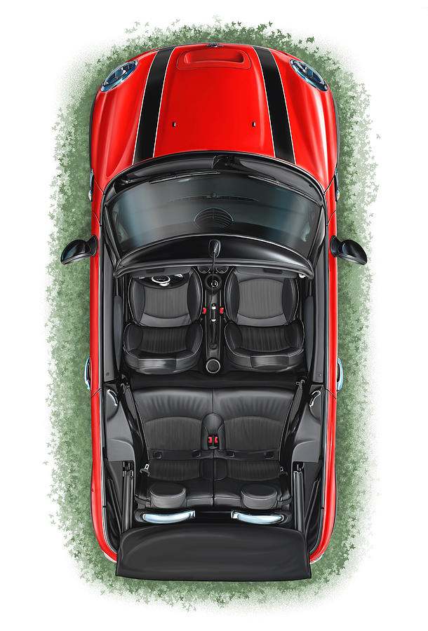 BMW Mini Cooper S Cabrio Red Digital Art by David Kyte