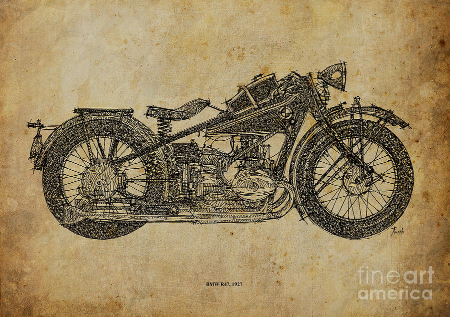 Motorcycle Painting - Bmw R47 1927 by Drawspots Illustrations