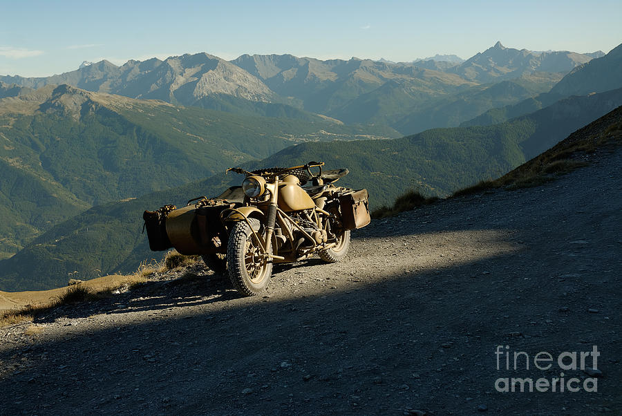 Vintage Photograph - BMW R75 on top of Monte Jafferau 1 by Frank Kletschkus