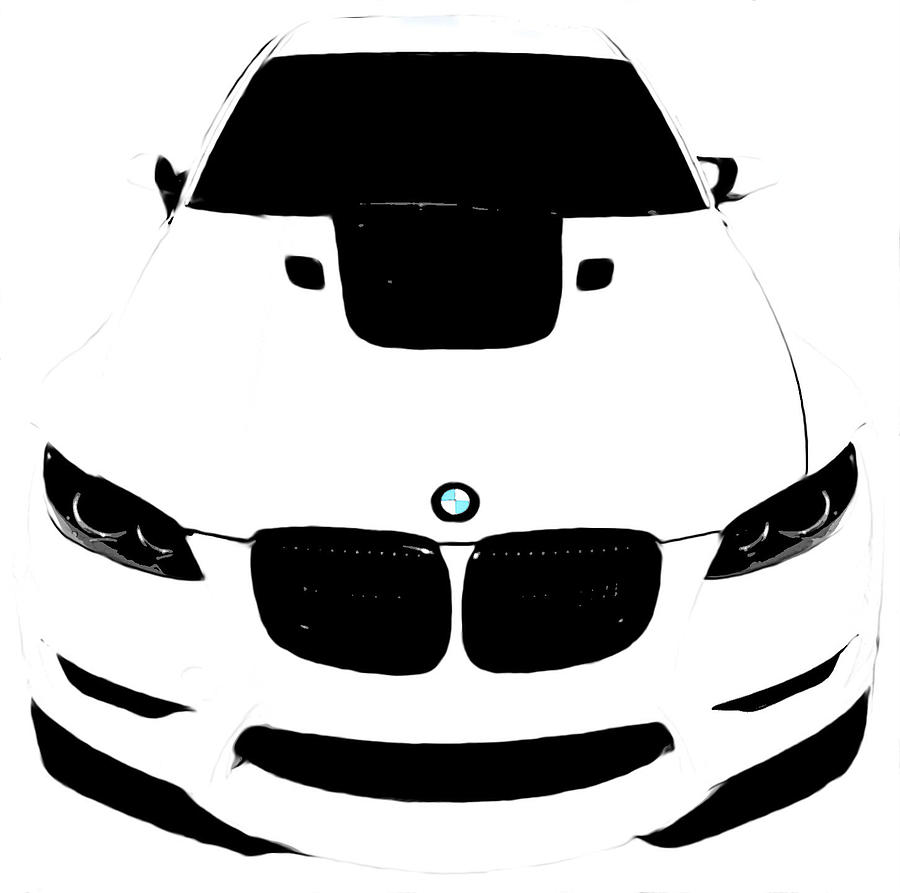 BMW White Digital Art by Culture Cruxxx